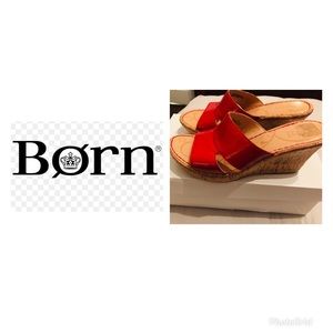 Born Red patent wedge sandal